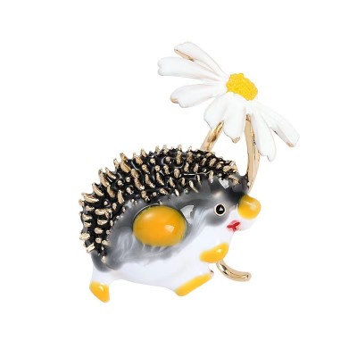 Flower Hedgehog Brooches Women 4-colors Pin Animal Pet Party Office Causal Brooch Pins